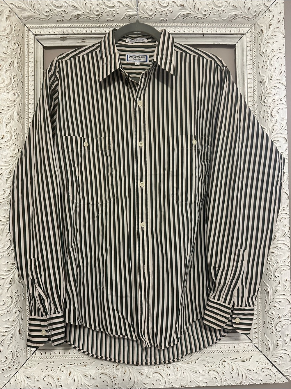 VTG Yves Saint Laurent Menswear Striped Shirt Medium M YSL